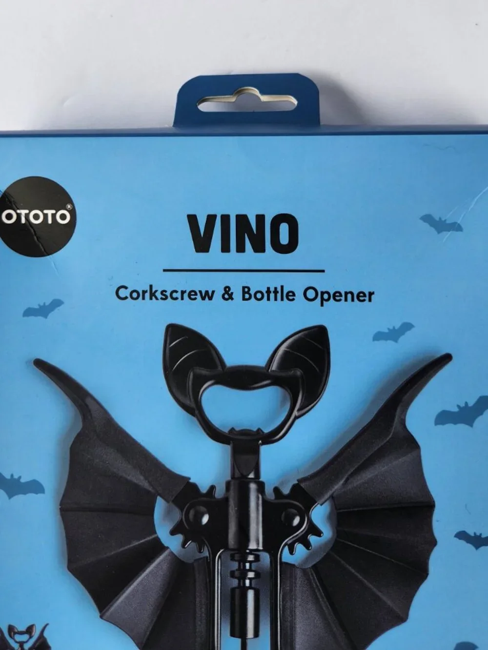 OTOTO Vino Spooky Bat Corkscrew and Bottle  2-In-One Opener Novelty Halloween
